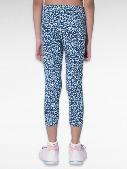 Blue Flower Girls printed leggings