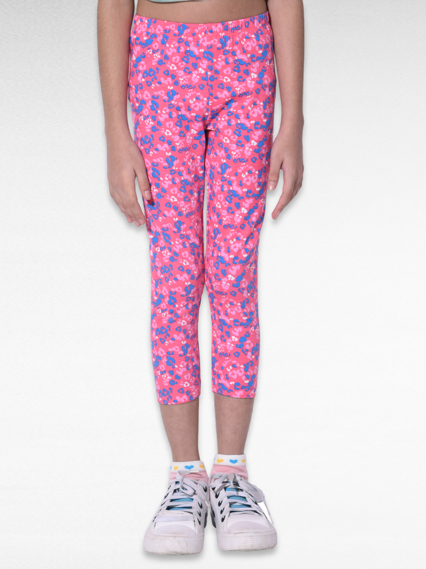 Pink Flower Girls printed leggings