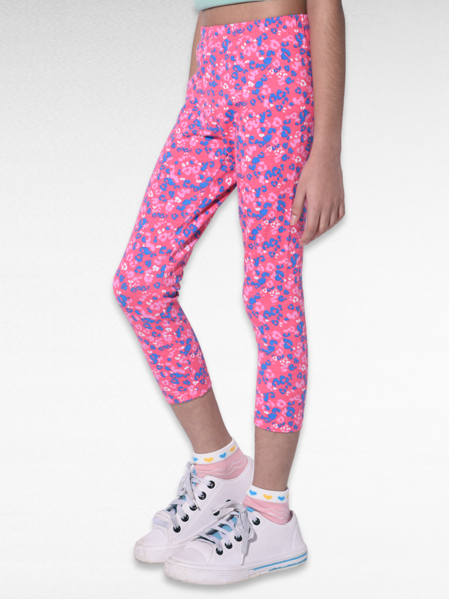 Pink Flower Girls printed leggings